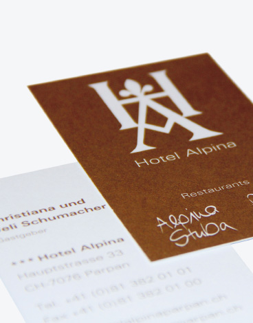 Hotel Alpina Parpan, Corporate Design, Korrespondenz und Briefschaften