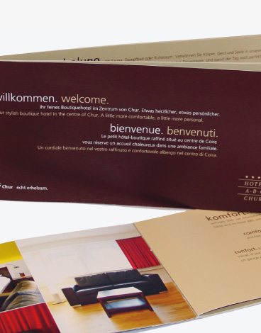 Hotel ABC Chur, Corporate Design, Flyer und Broschüren